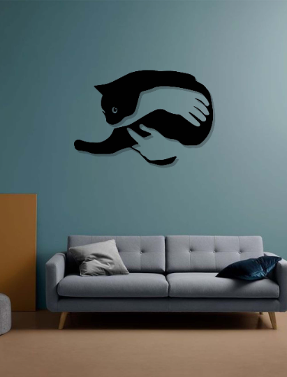 Hug The Cat Wooden Wall Art