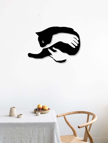 Hug The Cat Wooden Wall Art