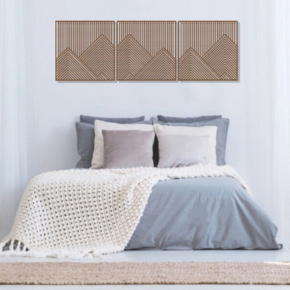 Set of 3 Mountains Shape wooden wall art